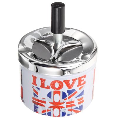 HOOWIFFY Polished Metal Ashtray, Sturdy Tinplate, Automatic Round Ashtray for Offices and Bars
