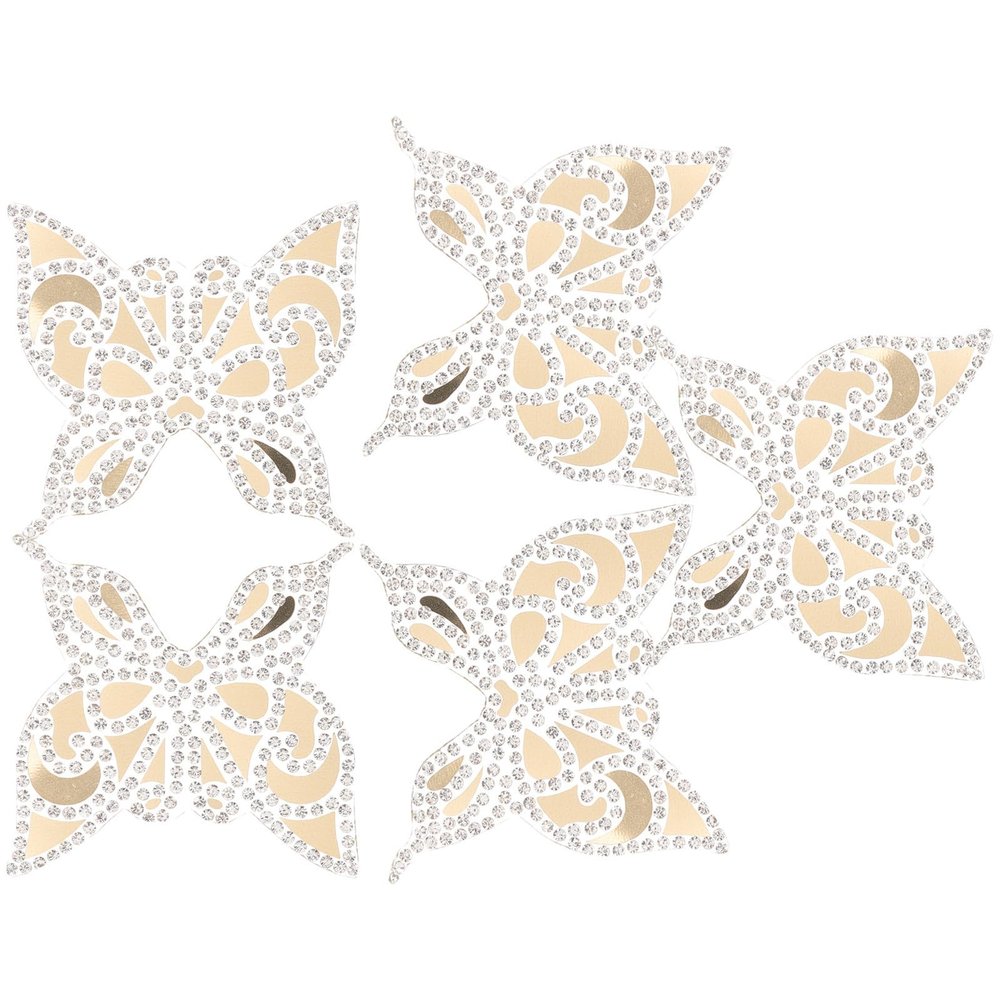 5 Pack Butterfly Rhinestone Iron-On Patches