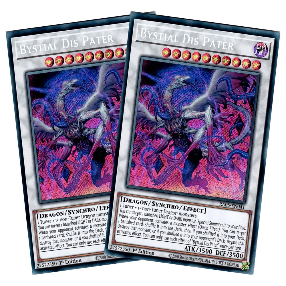 Bystial Dis Pater Savings Duo (2 Cards) - RA05-EN041 - Secret Rare - English - 1st Edition - Yu-Gi-Oh! Rarity Collection 5 - with RC Field Center