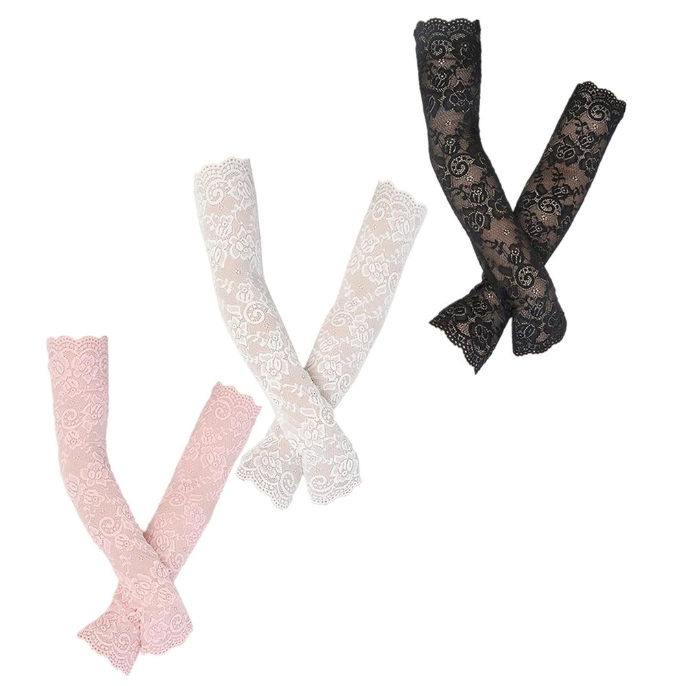 Women's Elastic Lace Sun Protection Sleeves, 3-Pair Set