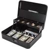 Large Metal Cash Box with Lock, Cash Organizer (Black) view 1