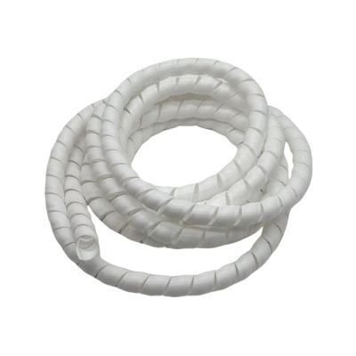 Cable Management Wire, 2 m Spiral Cable Sleeve, Black and White, ID 8–18 mm (White, ID 14 mm)