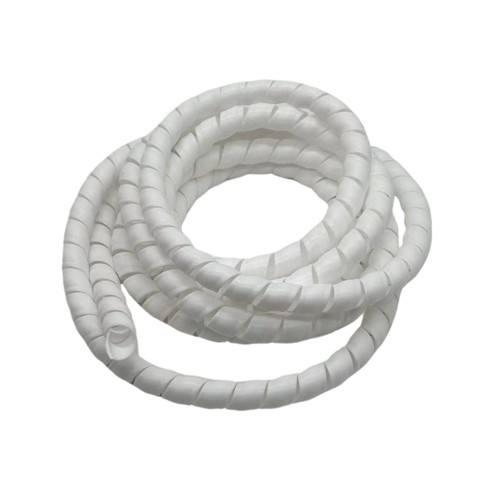 Cable Management Wire, 2 m Spiral Cable Sleeve, Black and White, ID 8–18 mm (White, ID 14 mm)