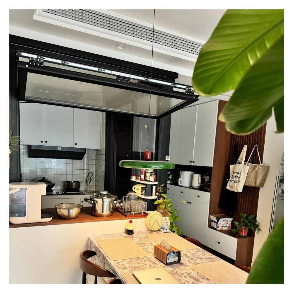 Folding Sliding Window for Food Stands with Lock, Aluminum Frame and Safety Glass