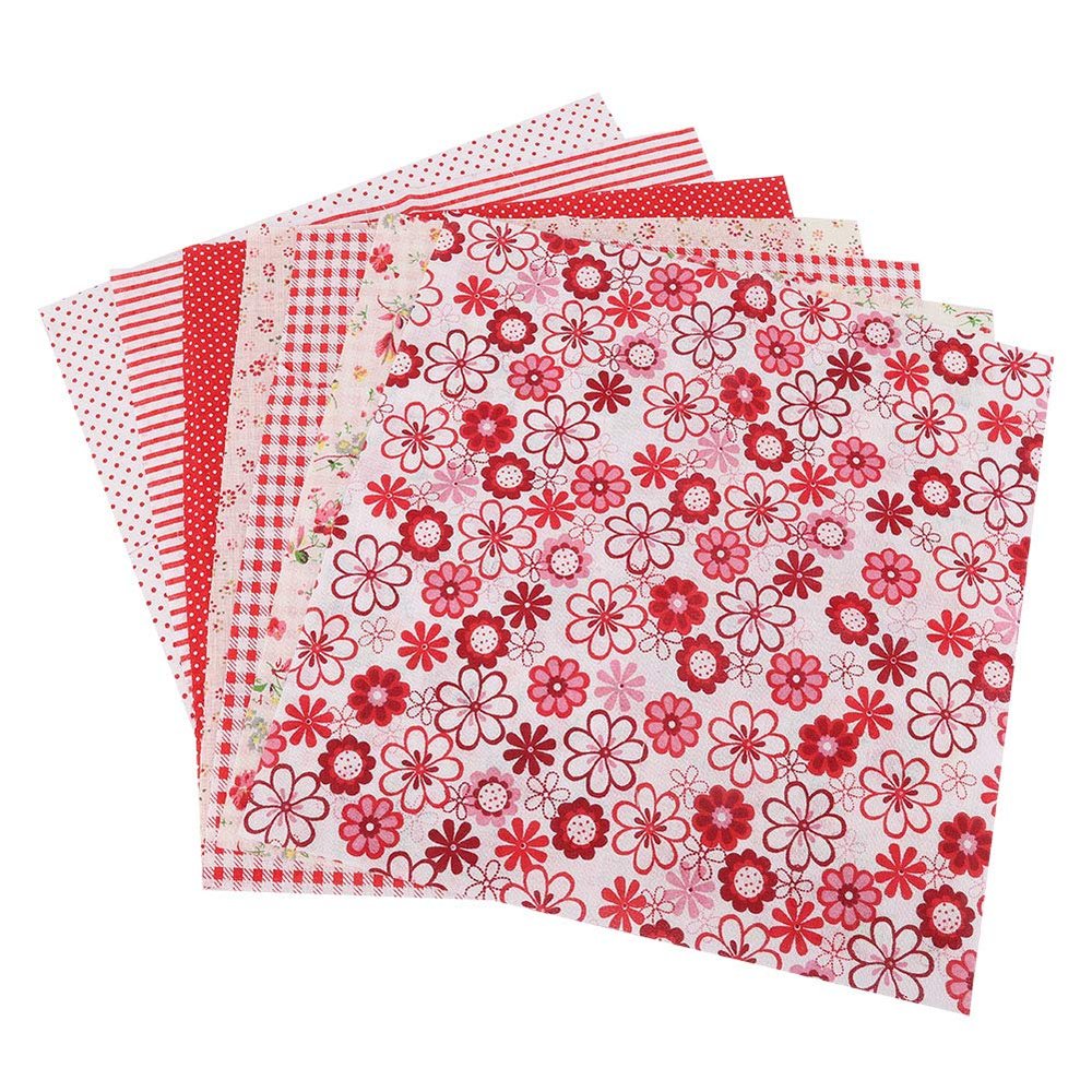 Garosa 7-Piece Cotton Fabric, Red Flower Series