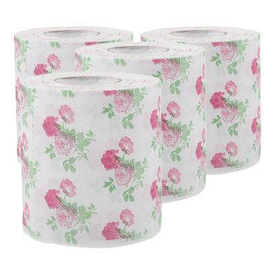 DECHOUS Colorful Toilet Paper with Rose Pattern, 4 Rolls, Soft Absorbent Toilet Paper for Bathrooms and Parties, Decorative Printed, Versatile