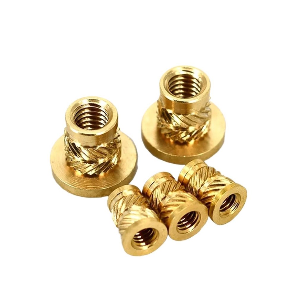 Brass Heat-Set Insert, Knurled Flange, T-Type Nut, M2.5–M8 (M3 × L6.3 × OD4.6, 20 pcs)
