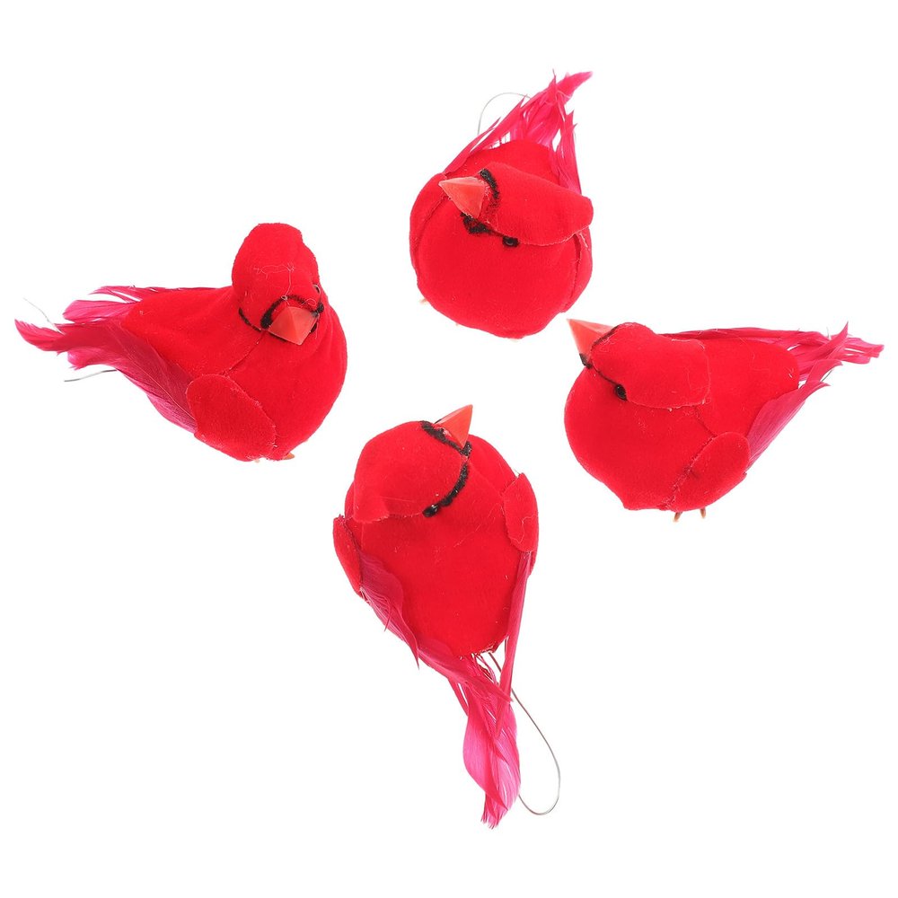 DOITOOL 4-Pack Red Feathered Birds
