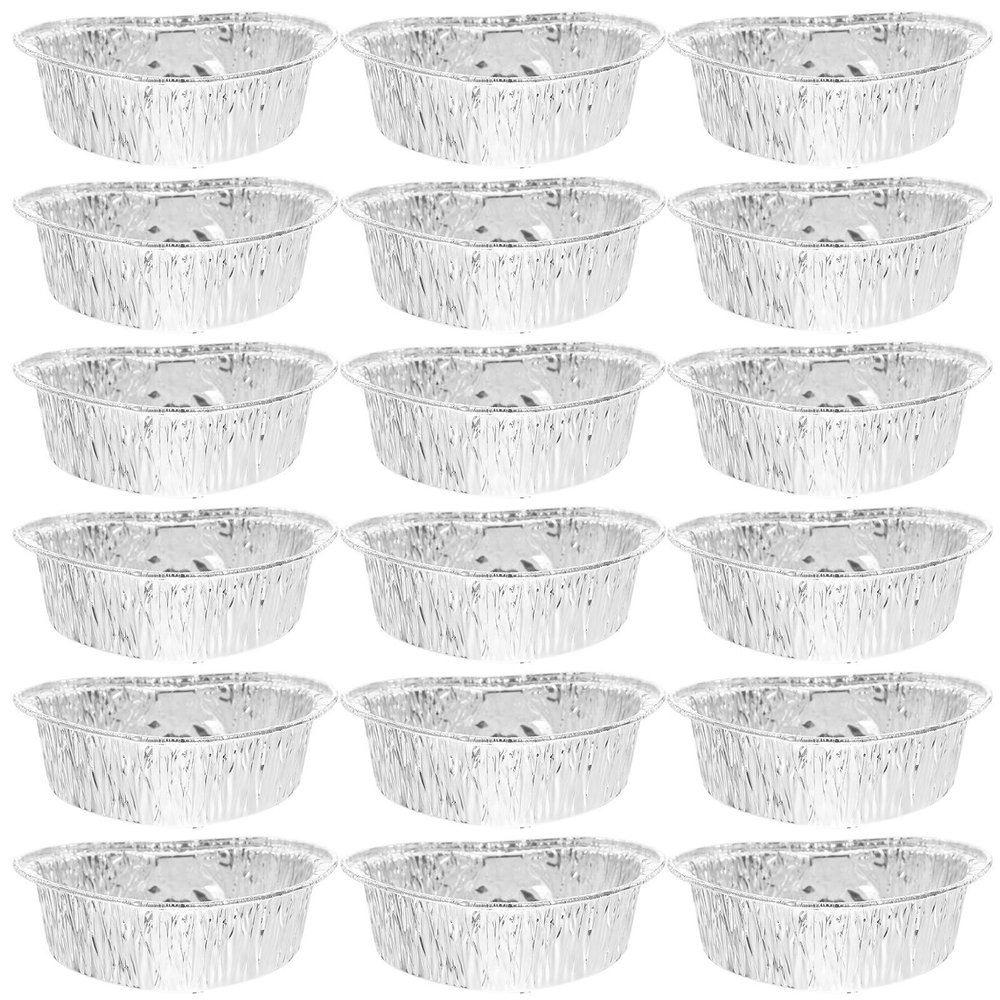 50 Heart-Shaped Aluminum Foil Baking Molds, Silver, for Pancakes