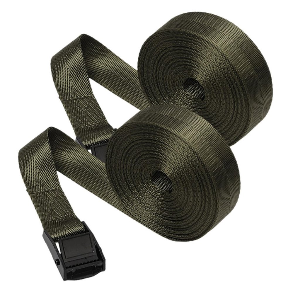 GAROZATION 2 Rolls Adjustable Nylon Tie-Down Straps with Clamp Lock and Zinc Alloy Buckle, Easy to Store, for Outdoor Bicycles and RVs