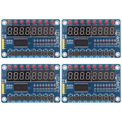 8-Key TM1638 Display Module for Microcontrollers, 4-Pack, Blue