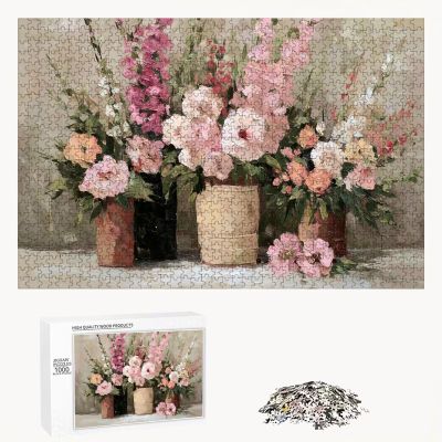 700-Piece Puzzle for Adults, Pink & Flower, Durable Wooden Puzzle with Perfect Fit, 52 x 38 cm, Includes Poster, Mindfulness, Wall Decor, Not for Children Under 14, P3#372