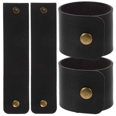 MALUGOGO Leather Napkin Rings, Waterproof & Easy Care, Black Decorative Napkin Holders, Set of 4
