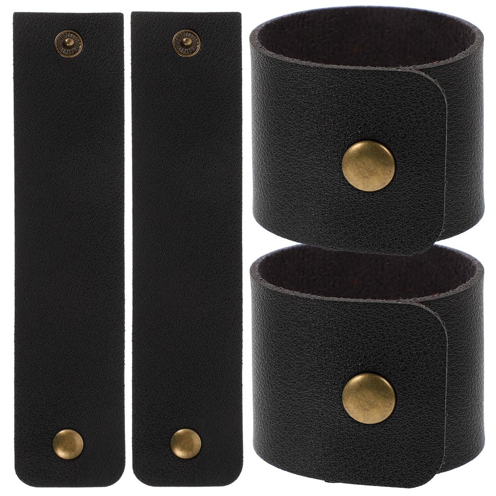 MALUGOGO Leather Napkin Rings, Waterproof & Easy Care, Black Decorative Napkin Holders, Set of 4