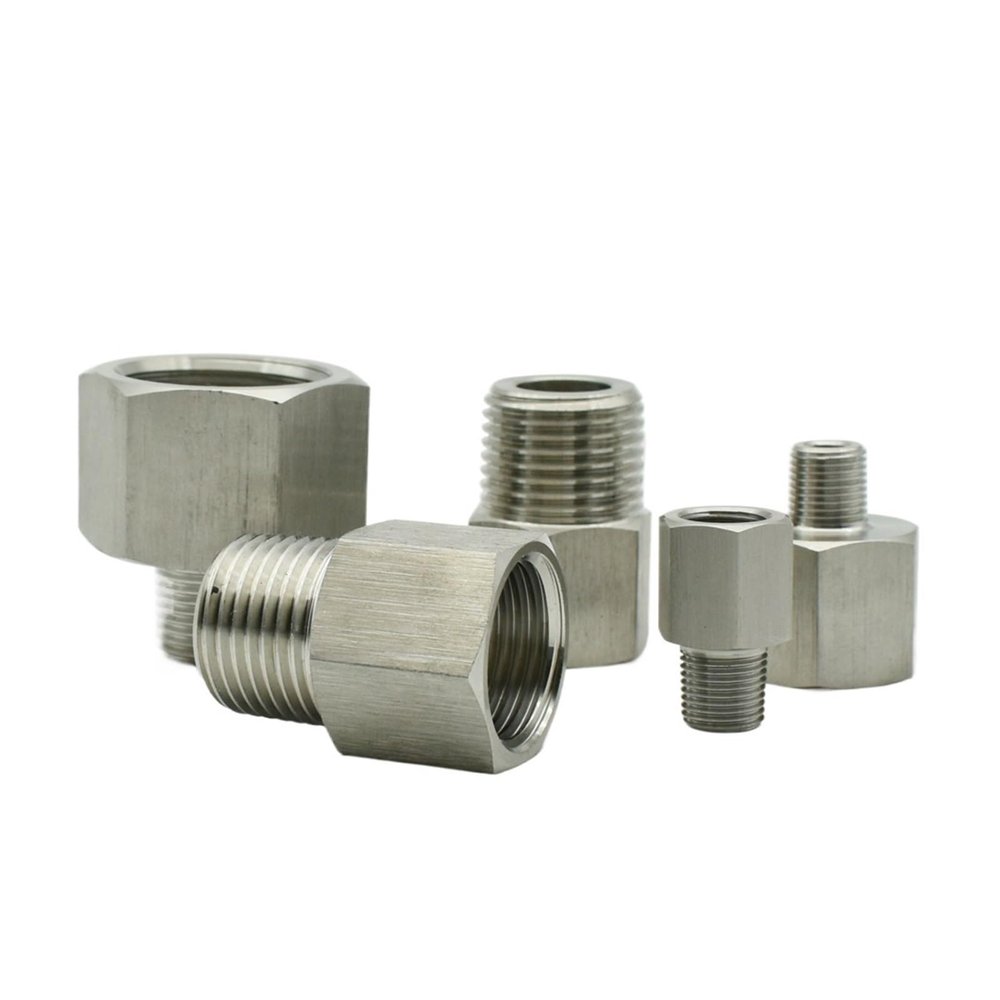 BSP Female-to-Male 304 Stainless Steel Reducing Hex Pipe Fitting, 3/8 in Male to 1/2 in Female