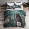 Green Owl, Flower & Leaf Pattern 4-Season Duvet Set, 155 x 220 cm, with 2 Pillowcases view 2