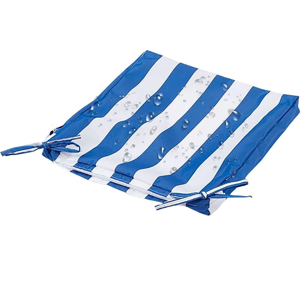 Water-Resistant Outdoor Cushion Cover, Blue and White, 45 x 45 x 10 cm