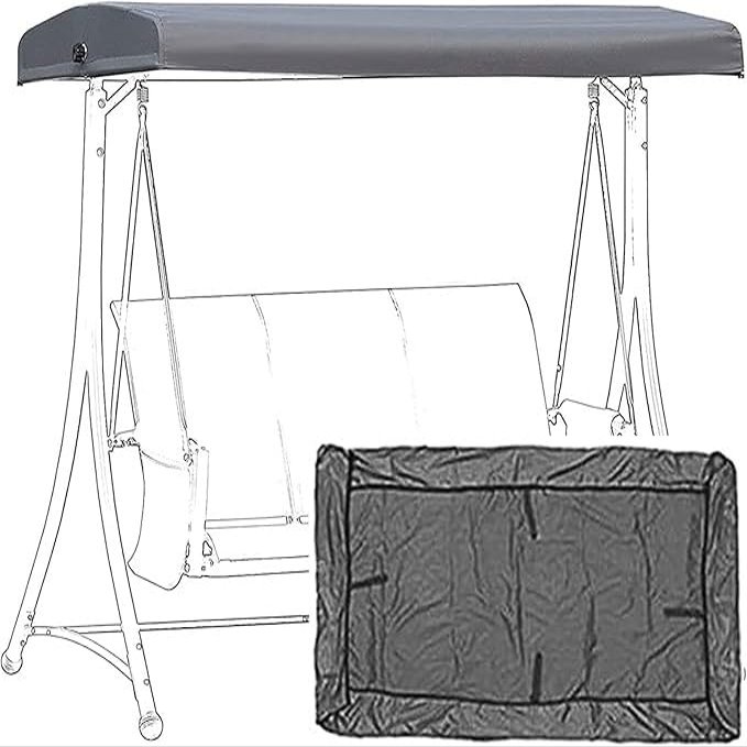 Replacement Canopy for 3-Seat Garden Swing, Gray, 191 x 120 x 18/23 cm