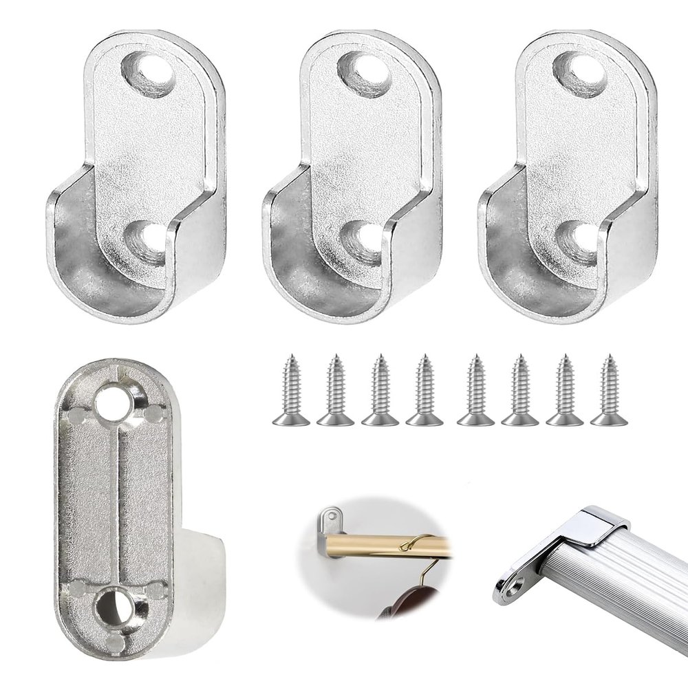 JTKREW 4-Pack Oval Clothes Rod Holders