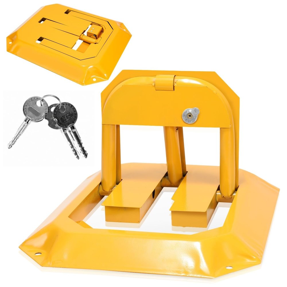 Jaxguom Foldable Parking Barrier, 4.5 cm Flat, 5 t, with 3 Keys