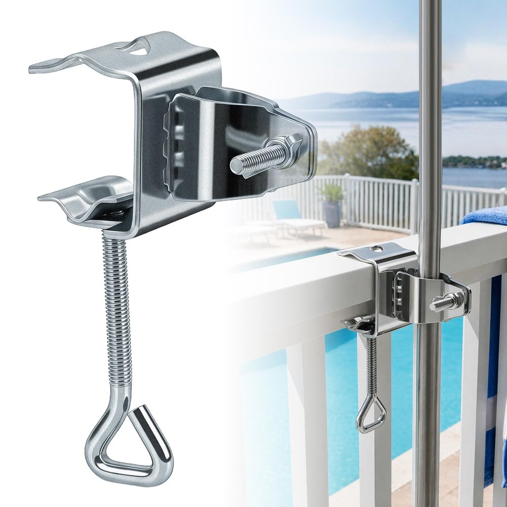Nilioyul Patio Umbrella Table Clamp for Garden and Balcony Railings