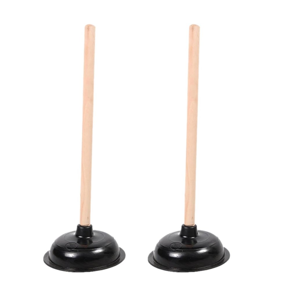 Alipis Large Plunger with Wooden Handle, 2-Pack, Professional Bathroom Plunger for Toilets and Drains