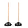 Alipis Large Plunger with Wooden Handle, 2-Pack, Professional Bathroom Plunger for Toilets and Drains view 1