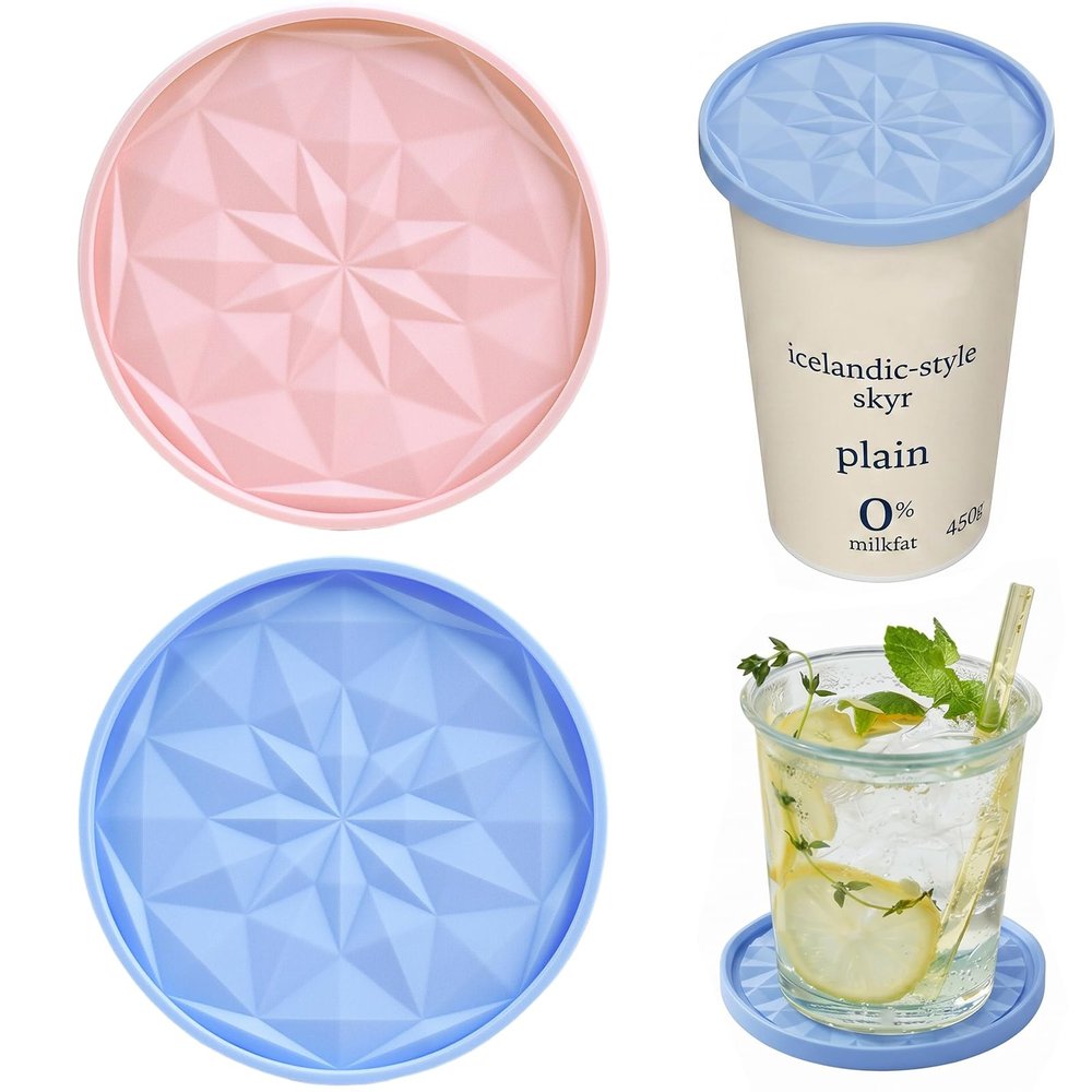 2-Pack Silicone Yogurt Lids for 500g Cups