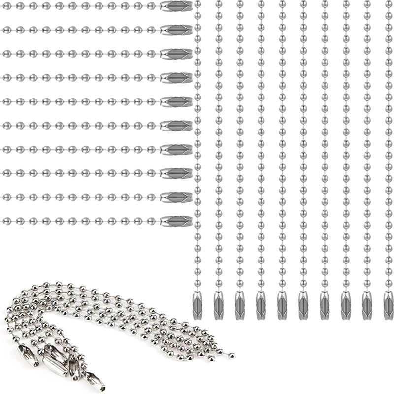 20Pcs Stainless Steel Ball Chain, 10 cm Long, 2.4 mm, Includes Connectors