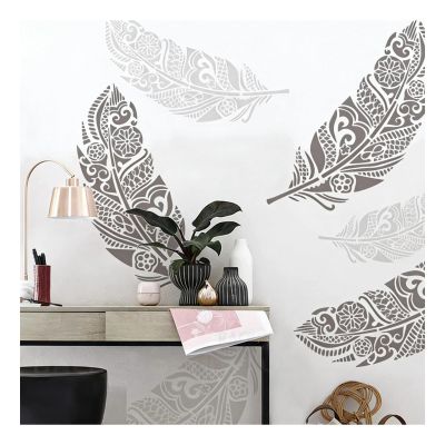 Large Mandala Feather Stencil for Wall, Wood, DIY Painting, 70 x 26 cm