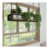 Ceiling-Mounted Plant Hanger with Wooden Shelf, Space-Saving Storage for Indoor and Outdoor Décor view 1