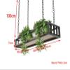 Ceiling-Mounted Plant Hanger with Wooden Shelf, Space-Saving Storage for Indoor and Outdoor Décor view 2
