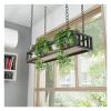 Ceiling-Mounted Plant Hanger with Wooden Shelf, Space-Saving Storage for Indoor and Outdoor Décor view 3