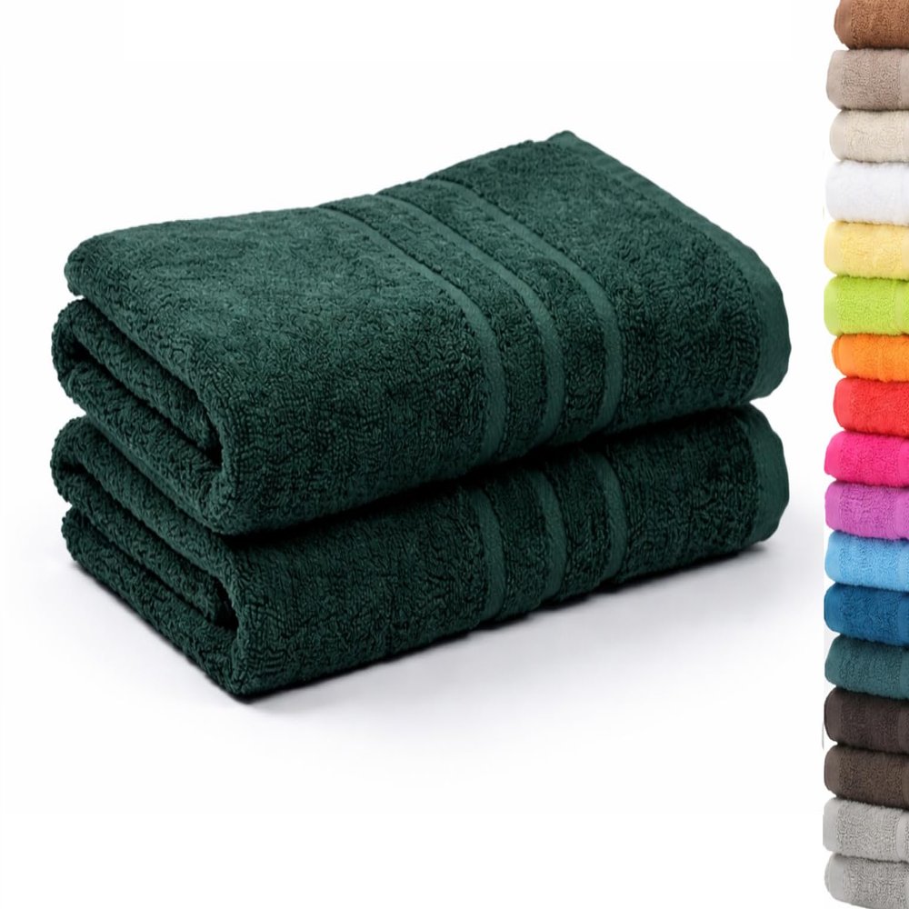 Pet-Jos 2-Pack Cotton Hand Towels or Bath Towels, Dark Green