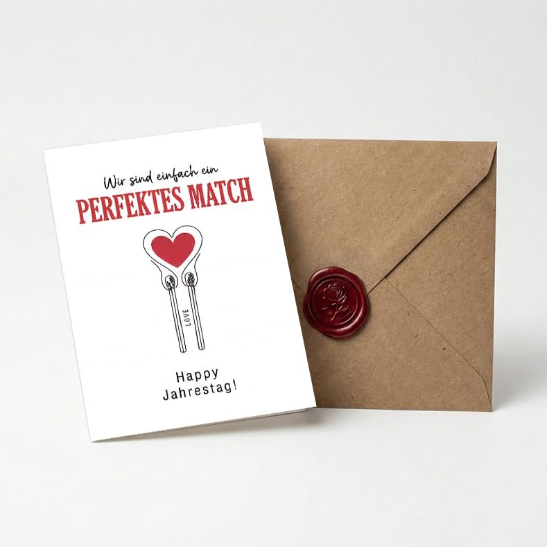 Sinnblatt Perfect Match Anniversary Card, 12 x 18 cm