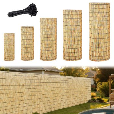 Privacy Screen Reed Mat, 50/60/70/75/80/90/100/120/150/180 cm High, Natural Reed and Bamboo Fence Screen for Balcony (Natural Black, 130 x 100 cm)