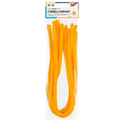 Chenille Wire, Pipe Cleaners, Bendable Plush, 10 Pieces, 8 mm Thickness (Ochre)