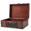 DQZRTUECA Wooden Treasure Chest with Lock, Storage Box, Organizer, Retro Style, 23 x 16 x 9.8 cm view 3