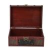 DQZRTUECA Wooden Treasure Chest with Lock, Storage Box, Organizer, Retro Style, 23 x 16 x 9.8 cm view 4