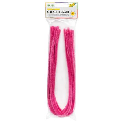 Chenille Wire, Pipe Cleaners, Bendable Plush, 10 Pieces, 8 mm Thickness (Pink)