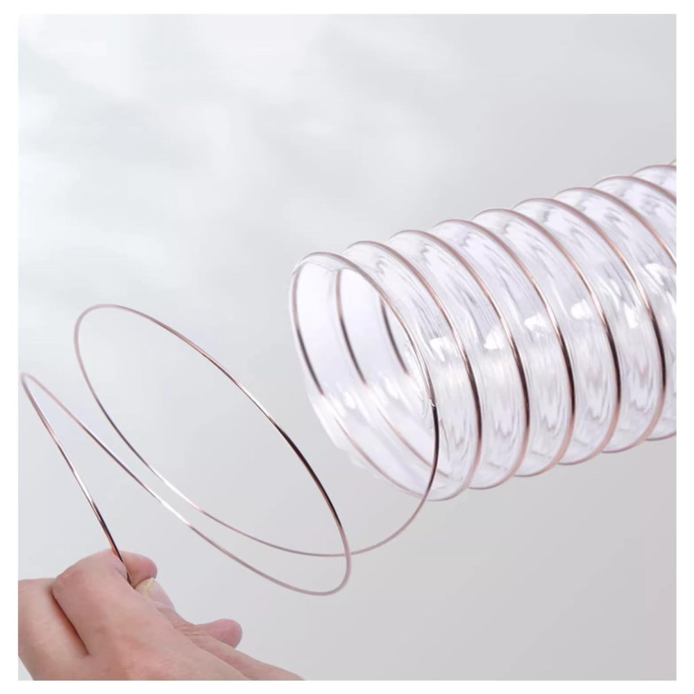 Dust Collection Hose, Flexible Transparent Vacuum Hose for Industrial Dust Extraction, 10 m, 80–300 mm Diameter, 0.4 mm Thick