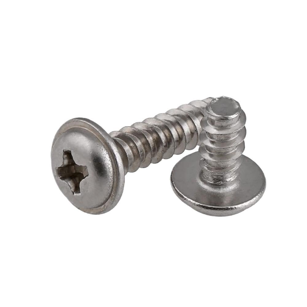 Round-Head Screws with Washers, 50-Piece M2–M4 Phillips Flat-Head Self-Tapping Screws, 304 Stainless Steel, A2, 420 mm (M2.6 x 6, 20 pcs)