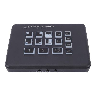 Fabater Live Streaming Switcher, 2-Input 1080p Video Switcher with 3.5 mm Audio