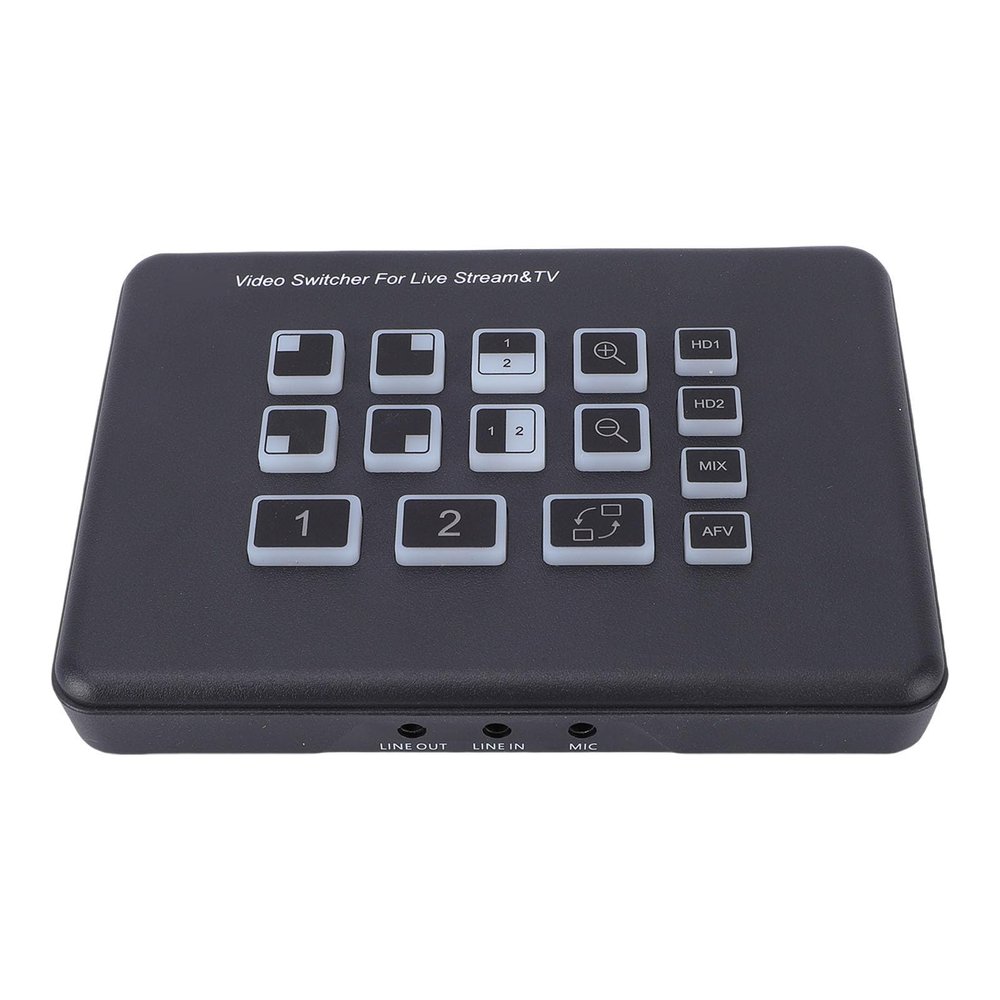 Fabater Live Streaming Switcher, 2-Input 1080p Video Switcher with 3.5 mm Audio
