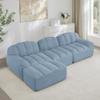 Rvjiahe 3-Seater L-Shaped Modular Sofa with Ottoman, 32D High-Density Foam, Deep Seat, Soft Corduroy, Blue view 1