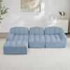 Rvjiahe 3-Seater L-Shaped Modular Sofa with Ottoman, 32D High-Density Foam, Deep Seat, Soft Corduroy, Blue view 3