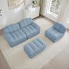 Rvjiahe 3-Seater L-Shaped Modular Sofa with Ottoman, 32D High-Density Foam, Deep Seat, Soft Corduroy, Blue view 4