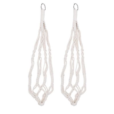 RIZGHWOY Hanging Plant Holders, 2-Pack, Woven Boho Cotton Rope, 55 cm, Metal Hooks