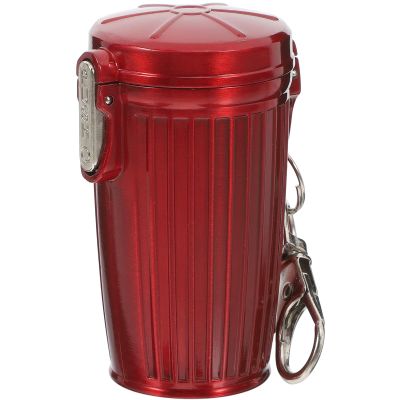 Small Portable Ashtray with Lid and Keychain, Red