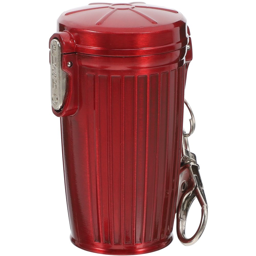 Small Portable Ashtray with Lid and Keychain, Red